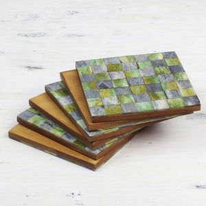 Hot Selling Bone Inlay <b>Coaster</b> <b>Set</b> For Home Hotel Handmade Square Cup <b>Coaster</b> Luxury Dining Coffee Table Accessories Custom Logo - Product Image 1