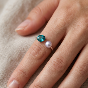 New Arrival Green Hydro Pearl Gemstone Prong Setting Sterling Silver 925 IGI Certified Trendy Elegant <b>Finger</b> <b>Ring</b> Fine Jewelry - Product Image 6