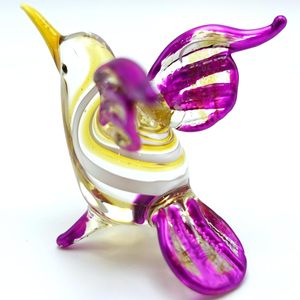 Tucán en Miniatura, Figuras de Arte en Vidrio Soplado a Mano, Animales, Aves Coleccionables, Regalo Decorativo, Ámbar Violeta - Product Image 1