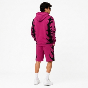 Conjunto de Sudadera con Capucha y Pantalones Cortos Deportivos Personalizados de Forro Polar para Escuelas y Universidades, Proveedor de Pedidos al por Mayor - Product Image 2