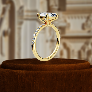 Bague solitaire en or blanc massif 14 carats avec diamant de laboratoire 1,5 carat, pavé à 6 griffes, certifiée IGI, pour mariage, fête ou promesse - Product Image 1