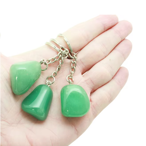 High quality Crystal Keychain Green aventurine Tumbled <b>Key</b> Chine Natural Stone <b>Key</b> <b>Holder</b> Gifts for Women <b>Key</b> <b>Chain</b> wholesale - Product Image 3
