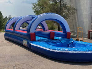 Toboggan aquatique gonflable à double voie avec piscine à jets d'eau - Toboggan aquatique robuste pour enfants et adultes - Product Image 2