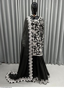 NEW Designer black Modern Heavy Faux Georgette Fabric Ethnic <b>Dress</b> Indian Pakistani <b>Wedding</b> Wear Sharara Suit Party - Product Image 2