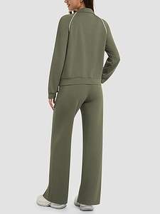 Ensemble décontracté 2 pièces pour femme Casly Lamiit – Collection Automne 2025 – Survêtement zippé et pantalon large rayé pour le voyage - Product Image 2