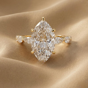 Special Design for Women Lab Grown Diamond Marquise Cut Gold Plated <b>Ring</b> IGI Certified VVS-VS Clarity <b>Indian</b> Manufacturer - Product Image 1