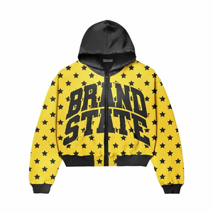 Conjuntos de sudadera con capucha personalizados con estampado de estado para hombre, sudadera con capucha extragrande con cremallera, moda Harajuku, ropa urbana, chándal corto - Product Image 3
