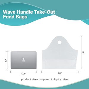 ถุงพลาสติกสีขาวแพ็ค500พร้อมที่จับแบบลูกคลื่นขนาด18 "ล. 16" สูง9x9 "ด้านล่างสำหรับการช็อปปิ้งปลีกถุงใส่สินค้า - Product Image 3