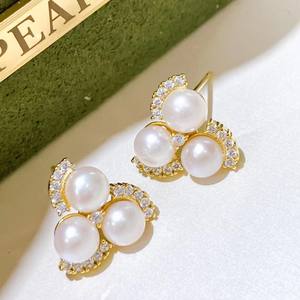 ต่างหูมุกน้ำจืดนำเข้าคุณภาพสูง แบรนด์ Haoshi ตัวเรือนเงินแท้ เครื่องประดับแฟชั่น - Product Image 1