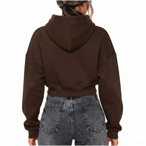 Custom <b>Crop</b> <b>Hoodie</b> <b>Women</b> Streetwear Pullover Cotton Blend OEM ODM Manufacturer Wholesale Fashion Apparel Exporter Supplier <b>Women</b> - Product Image 3