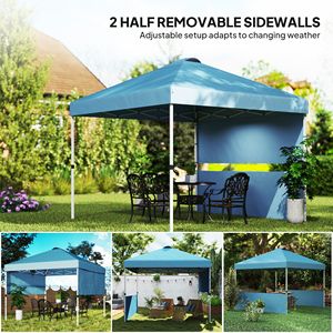 Tenda a Baldacchino Pop-up Blu Scuro 3x3 Metri con 2 Pareti Laterali e Borsa con Ruote, Riparo Solare Istantaneo con Protezione UV50+ - Product Image 5