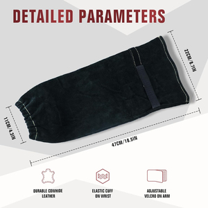 Mangas de Trabajo Resistentes al Calor de Alta Calidad, con Costuras de Kevlar y Cuero Vacuno, para Protección de Brazos de Soldador - Product Image 3