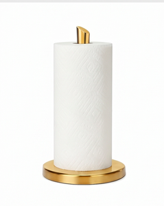Porte-serviettes en papier plaqué or avec base ronde, distributeur de serviettes en fer pour comptoir, support à serviettes et organisateur de cuisine - Product Image 2