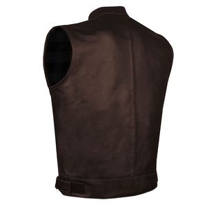 Veste de moto en cuir véritable pour hommes, décontracté, cool, mode, bouton pression, doublée de maille, en cuir de vachette véritable - Product Image 6