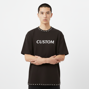 T-shirt pour homme à manches double couche, coupe oversize, épaules tombantes, bords bruts, effet vieilli, délavé à l'acide, impression DTG, du fabricant - Product Image 3
