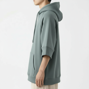 Hoodie streetwear personnalisé à manches courtes, coupe ample, fabricant, services OEM/ODM - Product Image 3