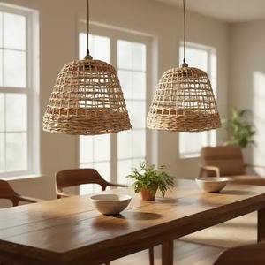 Abat-jour en jonc de mer à prix abordable, style bohème, pour la décoration de la maison et du patio, lampe suspendue tressée en jonc de mer - Product Image 5