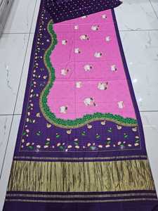 Sari en soie Gaji pure pour femme, élégant, avec bordure tissée Zari et Pallu riche, style fête, toutes saisons, mariage, festival, livraison rapide - Product Image 1