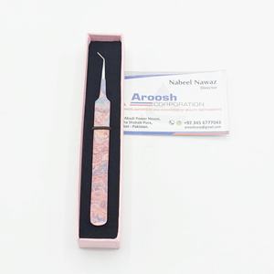 Pince à épiler diamantée en acier inoxydable enduite de papier professionnel à 45 degrés pour l'extension de cils Logo personnalisé de haute qualité pointu - Product Image 3