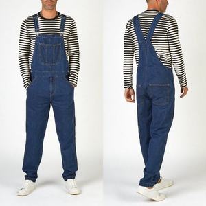 Men's Stonewashed Denim Overalls Regular Fit Mid Waist Casual <b>Blue</b> Jeans Pants With Pockets Spring Cotton Woven Custom Overalls - Product Image 3