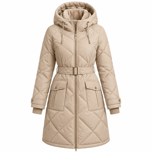 Veste d'hiver longue pour femme avec capuche, manteau chaud rembourré en coton, veste de sport décontractée grande taille - Product Image 3
