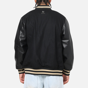 Blouson universitaire noir pour homme avec broderie de logo personnalisée, fabricant OEM pour marques de streetwear 2026 - Product Image 3