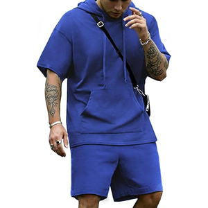 Stylish Men’s Hoodie and Shorts Matching <b>Set</b> Lightweight Breathable Summer Outfit Casual Gym Wear Street Fashion Clothing - Product Image 1