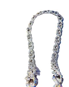 สร้อยคอคิวบันชุบทองคำขาวขนาด 15 มม. 18 มม. 20 มม. แบบกำหนดเองได้ ประดับเพชรโมอิสซาไนต์ทรงบาแกตต์ VVS  งานจิวเวลรี่แบบ Iced Out สั่งทำได้ - Product Image 1