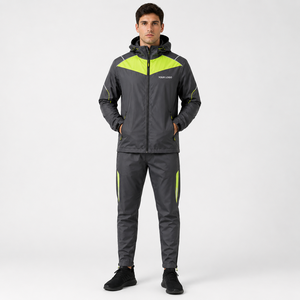 Waterproof Hooded Running Suit Unisex Custom Print Logo Raglan Sleeve Panel Design Softshell Fabric Hiking Lightweight - Product Image 2