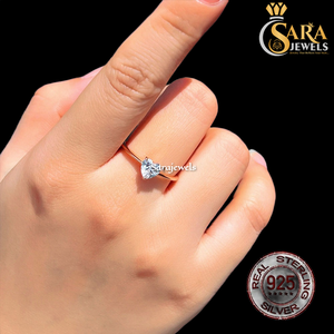Hot Sale Women's Rose Gold Plated Heart Diamond Engagement <b>Ring</b> Classic Prong Setting 10K Gold Jewelry From <b>Indian</b> Supplier - Product Image 3