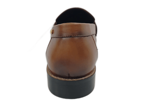 Mocasines de Cuero Genuino Color Marrón Tabaco, Punta Redonda, Sin Cordones, Suela de Goma Acolchada, Color Sólido, Para Todas las Temporadas - Product Image 2