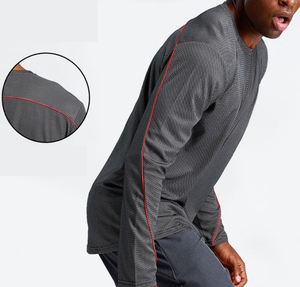 Camiseta de Manga Larga para Hombre, Cuello Redondo, Corte Regular, Color Sólido, Informal, de Algodón Tejido Transpirable - Product Image 2