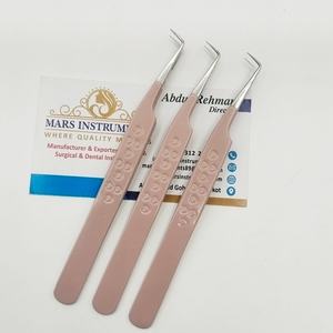 90 Degree Stainless Steel Pink Heart Design Solid Eyelash Extensions <b>Tweezers</b> High Quality - Product Image 3