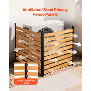 Pantalla de privacidad de madera maciza para exteriores de 48 x 49 x 28 pulgadas, valla de privacidad de madera con estacas metálicas, 2 paneles, valla para aire acondicionado, almacenamiento - Product Image 2
