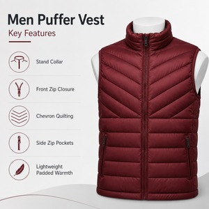 <b>Mens</b> Waterproof Glossy Bubble <b>Vest</b> Sleeveless Winter Puffer Jacket Breathable Lightweight Zipper Quick Dry Custom Logo OEM 2026 - Product Image 6