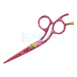 Ciseaux à cheveux professionnels roses à motifs en acier inoxydable, pointe acérée, pour droitiers, manche long, outils de salon - Product Image 4