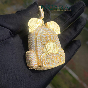 Colgante de Bolsa de Dinero, Plata 925, Chapado en Oro de 14K, con Moissanita, Estilo Hip Hop, Unisex, para Fiestas - Product Image 2