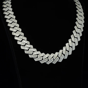Brand New 925 Sterling <b>Silver</b> D Color VVS Moissanite Micro Pave Hip Hop Iced Miami Cuban Link Chain 20mm Hot Sale <b>Necklace</b> - Product Image 1