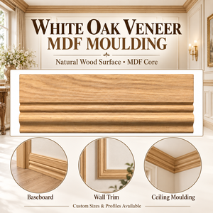 Moulures décoratives en MDF avec placage en chêne blanc pour moulures murales, plinthes, corniches de plafond, panneaux de bordure, moulures en bois - Product Image 4
