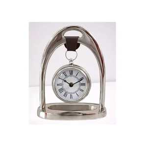 Metallic Roman Numeral Desk <b>Clock</b> Suspended Arch Frame Modern Classic Artistic Vintage Inspired Home Office Timepiece - Product Image 1