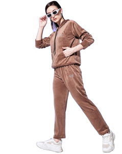 Ensemble de survêtement en velours pour femmes, à capuche, manches longues, couleur unie, tenue de jogging décontractée avec poches latérales, taille élastique - Product Image 4