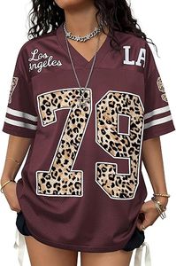 Unisex Oversized Graphic Streetwear Jersey Tee Football Number Print V Neck Short Sleeve <b>Y2K</b> Soccer <b>Top</b> 100% Polyester - Product Image 4
