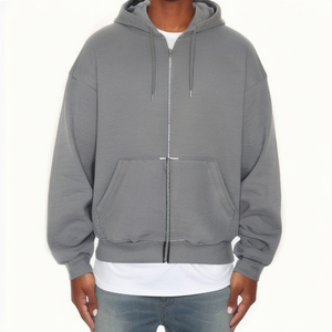 Custom <b>Mens</b> Hoodie 500 Gsm Blank Heavyweight Oversized French Terry Drop Shoulder Cropped Boxy Cotton Fleece Full <b>Zip</b> <b>up</b> Hoodies - Product Image 6