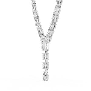 Collar de cadena tipo tenis de lujo en oro blanco de 18 quilates con baño de rodio y diamantes cultivados en laboratorio de corte mixto de 21.1 quilates para fiestas, bodas y compromisos - Product Image 2