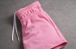 Men s Pink High Waist Drawstring Casual Knitted Shorts Solid Color Comfortable Fit Style Men s Classic Streetwear Shorts - Product Image 2