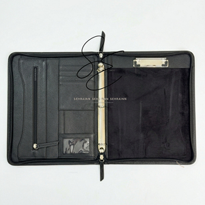 <b>File</b> Cover Tooled Leather Portfolio <b>Folder</b> Hair On A4 <b>Organizer</b> Zipper Case Vintage Black Office Padfolio Custom Certificate Bag - Product Image 6