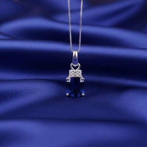 Pendentif en saphir bleu vintage, forme coussin, argent sterling 925, bijou artisanal, cadeau unique pour elle - Product Image 4