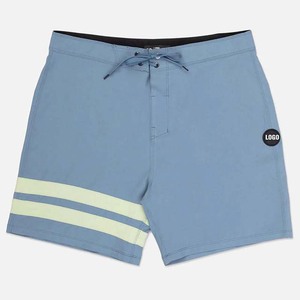 Shorts de Baño Azules con Cordón Ajustable y Rayas Laterales Verde Claro, Secado Rápido, Cintura con Cordón, Traje de Baño Informal - Product Image 3