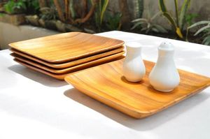 Assiette en bois naturel faite à la main pour servir les aliments, assiette décorative pour table à manger, assiette rustique en bois pour la maison et les restaurants - Product Image 4