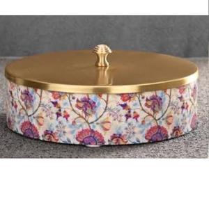 Boîte à chapati de qualité supérieure, boîte à roti avec couvercle doré, qualité supérieure, forme ronde, ustensiles de cuisine, boîte à chapati - Product Image 1